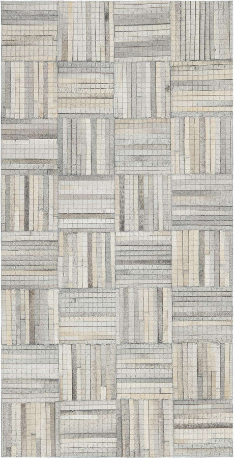 Light Brown Ivory 2' 2 x 4' 1 Cowhide Leather Runner Rug