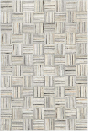Light Brown Ivory 4' 1 x 6' 1 Cowhide Leather Rectangle Rug