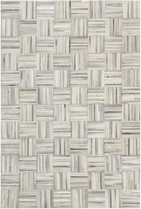 Light Brown Ivory 4' 1 x 6' 1 Cowhide Leather Rectangle Rug