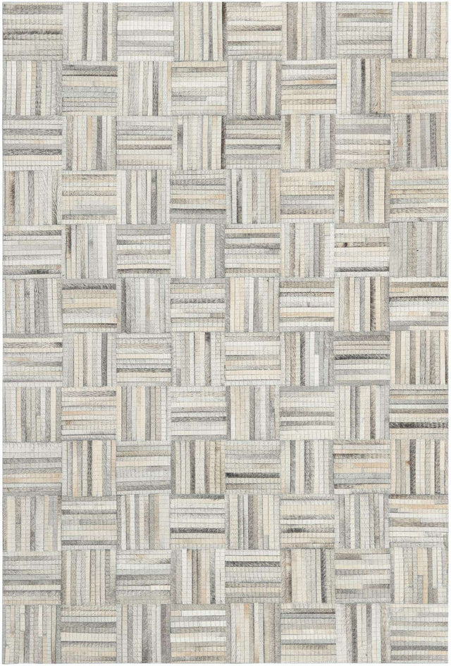 Light Brown Ivory 4' 1 x 6' 1 Cowhide Leather Rectangle Rug