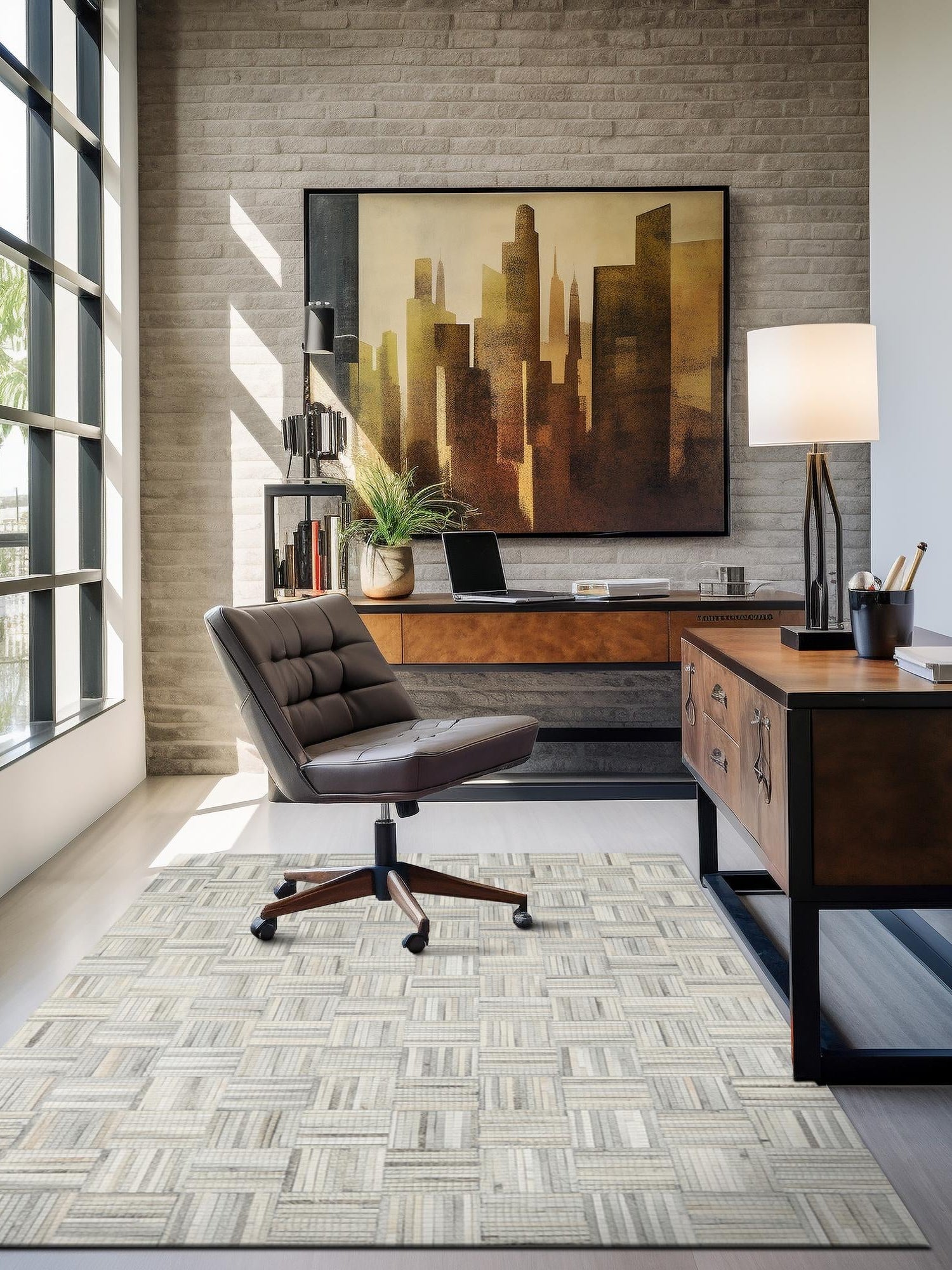 Authentic Luxury Light Brown Ivory 4' 1 x 6' 1 Cowhide Leather Rectangle Area Rug Modern Interior Design 100% Real Natural Cowhide Carpet for Designer Home Decor for Sale at Rug Engine