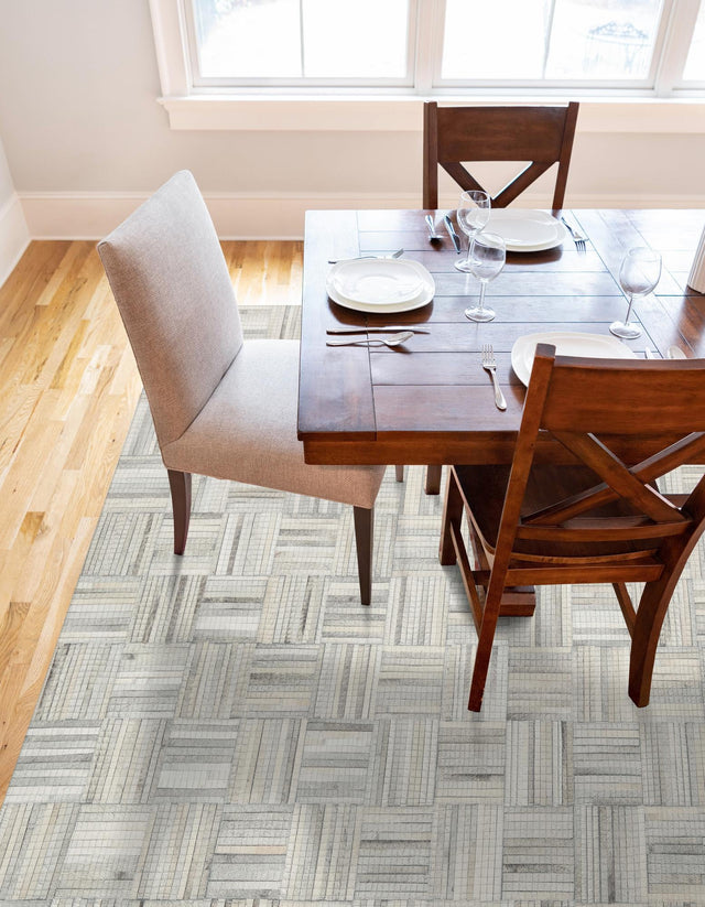 Light Brown Ivory 6' 1 x 9' Cowhide Leather Rectangle Rug