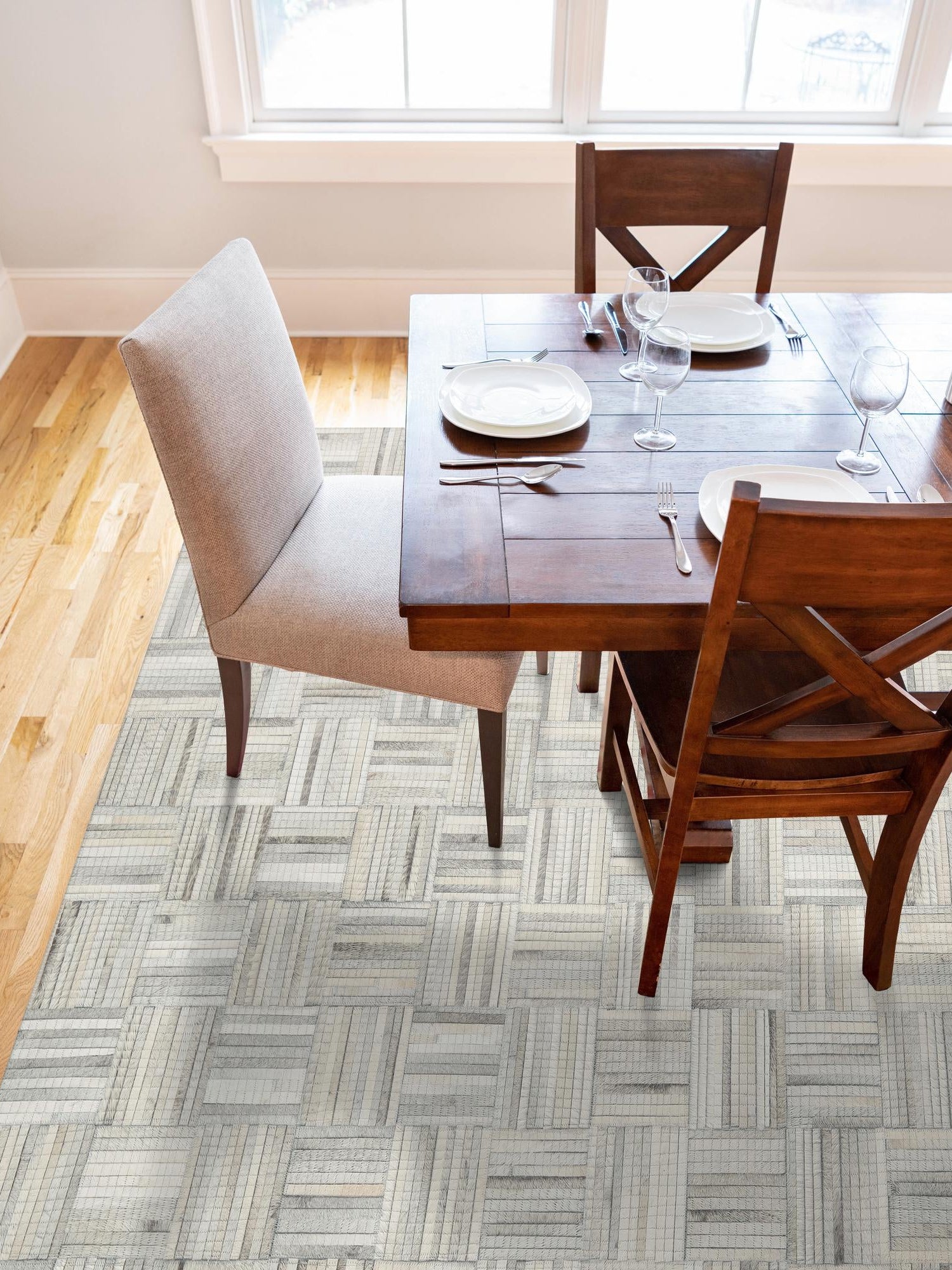 Authentic Luxury Light Brown Ivory 7' 10 x 10' Cowhide Leather Rectangle Area Rug Modern Interior Design 100% Real Natural Cowhide Carpet for Designer Home Decor for Sale at Rug Engine