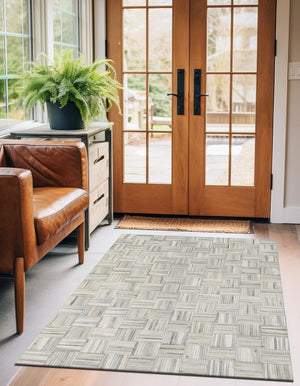 Light Brown Ivory 8' x 10' Cowhide Leather Rectangle Rug