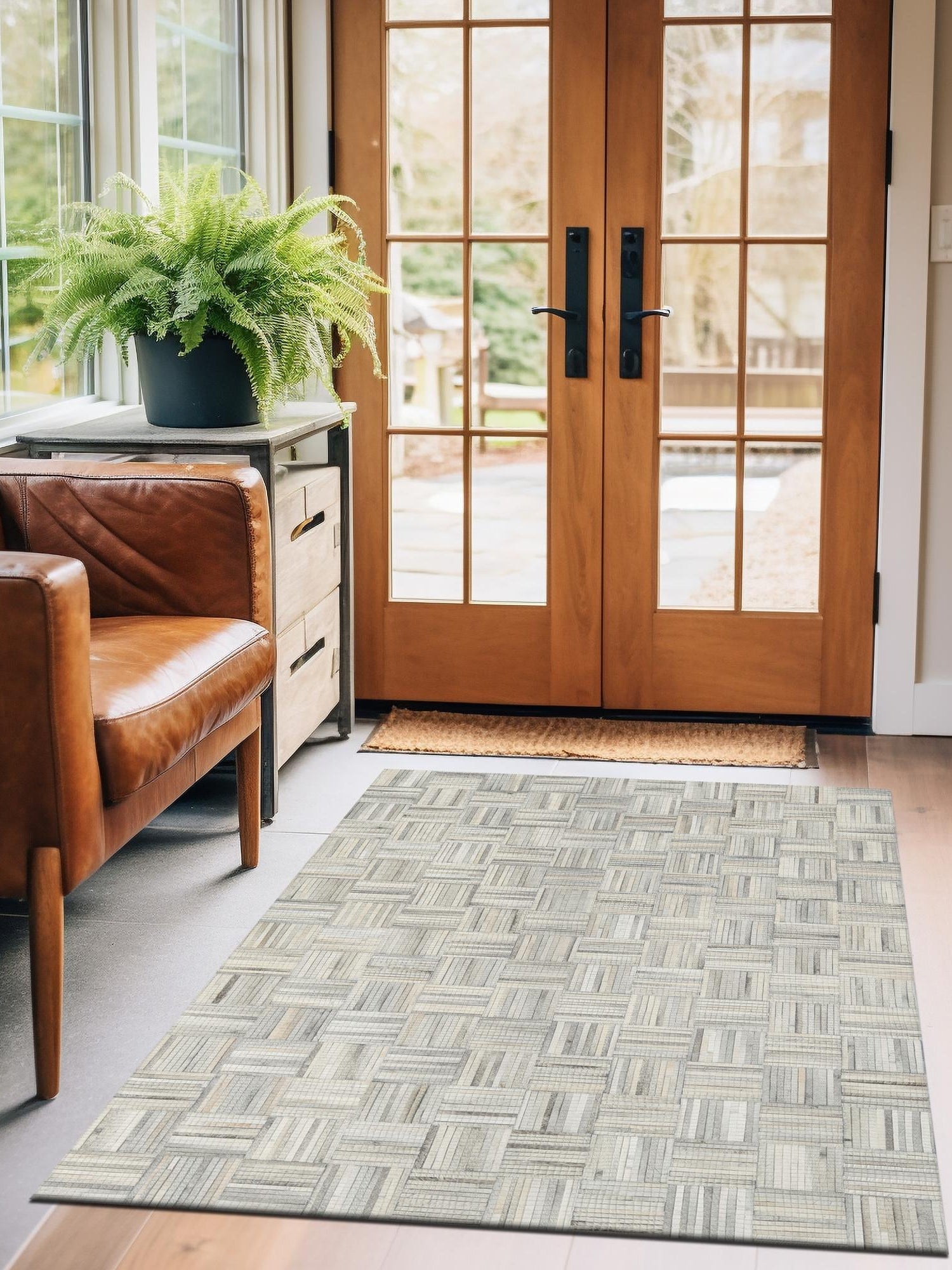 Authentic Luxury Light Brown Ivory 2' x 3' 1 Cowhide Leather Rectangle Area Rug Modern Interior Design 100% Real Natural Cowhide Carpet for Designer Home Decor for Sale at Rug Engine