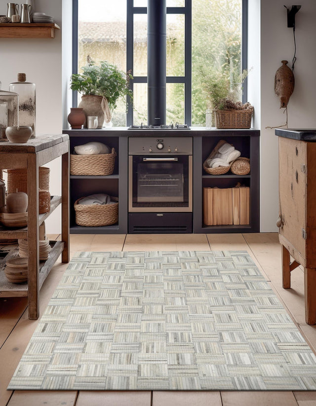 Light Brown Ivory 8' x 10' Cowhide Leather Rectangle Rug