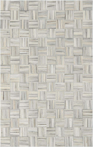 Light Brown Ivory 5' 3 x 8' Cowhide Leather Rectangle Rug
