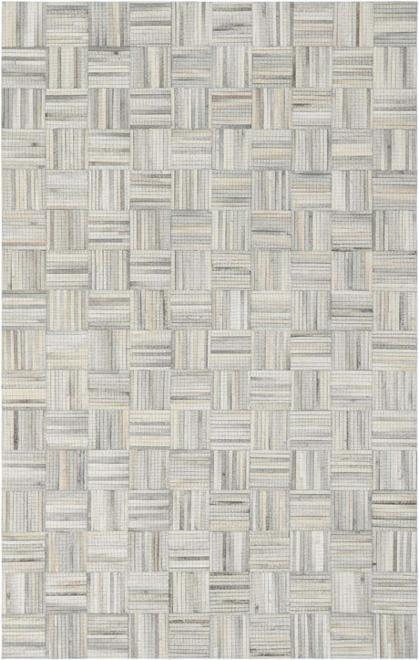 Light Brown Ivory 5' 3 x 8' Cowhide Leather Rectangle Rug