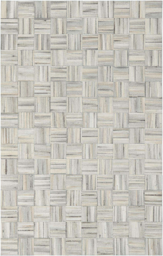 Light Brown Ivory 5' 3 x 8' Cowhide Leather Rectangle Rug