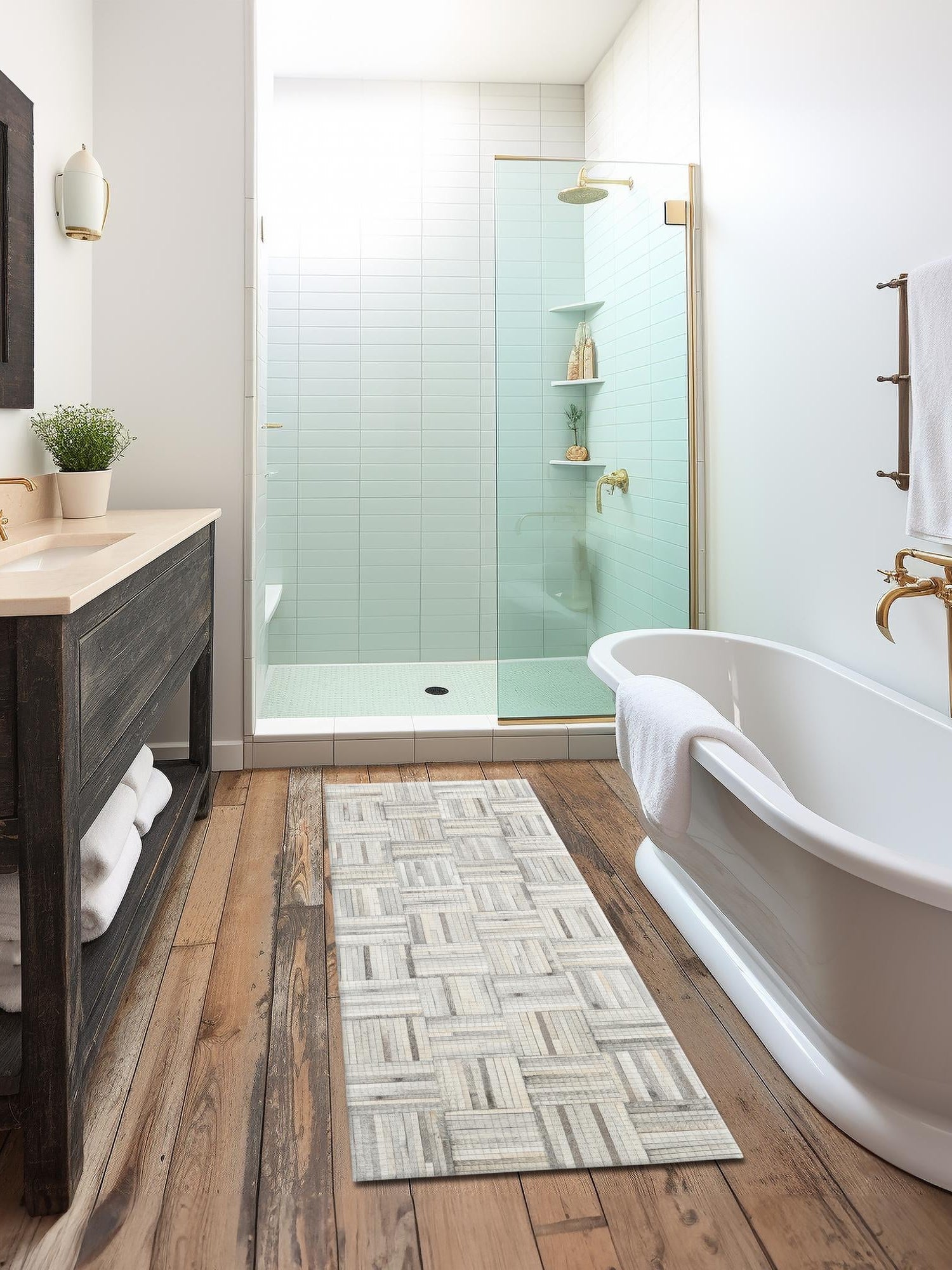 Authentic Luxury Light Brown Ivory 2' 2 x 6' 1 Cowhide Leather Runner Area Rug Modern Interior Design 100% Real Natural Cowhide Carpet for Designer Home Decor for Sale at Rug Engine