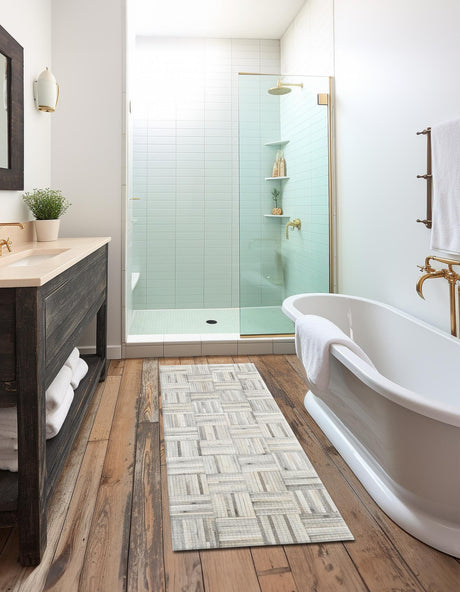 Authentic Luxury Light Brown Ivory 2' 2 x 6' 1 Cowhide Leather Runner Area Rug Modern Interior Design 100% Real Natural Cowhide Carpet for Designer Home Decor for Sale at Rug Engine