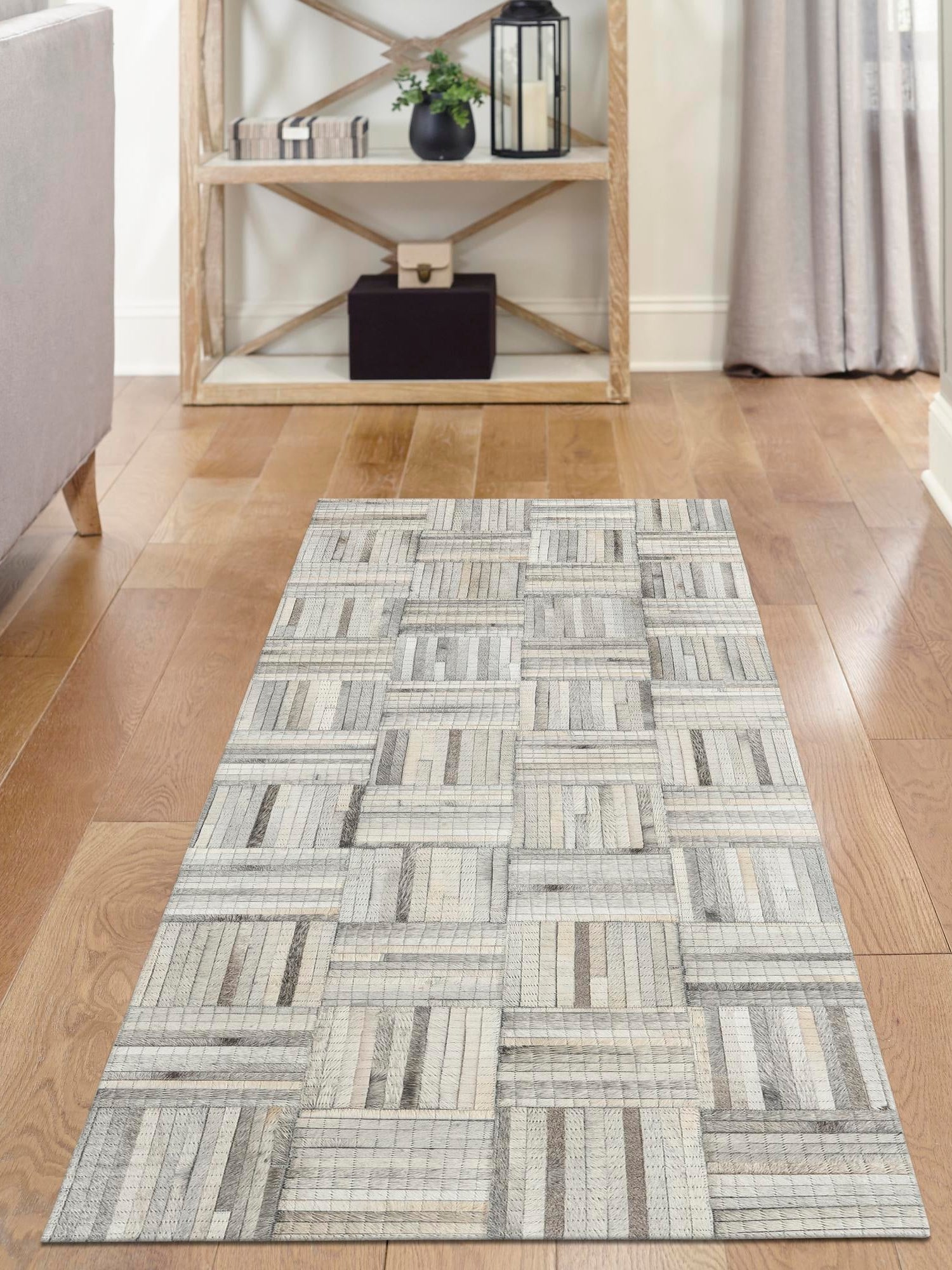 Authentic Luxury Light Brown Ivory 2' 2 x 8' Cowhide Leather Runner Area Rug Modern Interior Design 100% Real Natural Cowhide Carpet for Designer Home Decor for Sale at Rug Engine