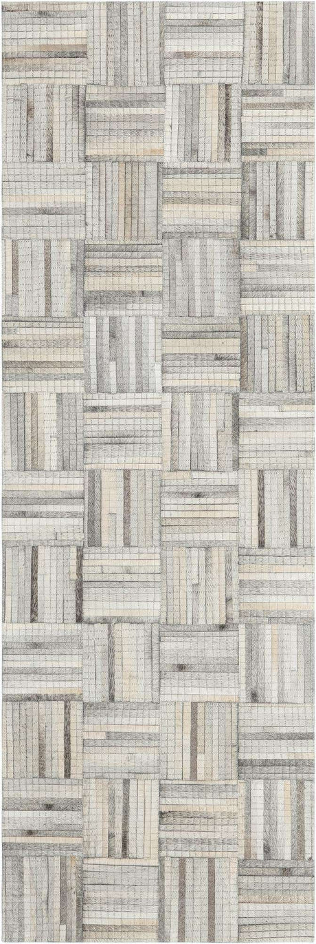 Light Brown Ivory 2' 2 x 6' 1 Cowhide Leather Runner Rug