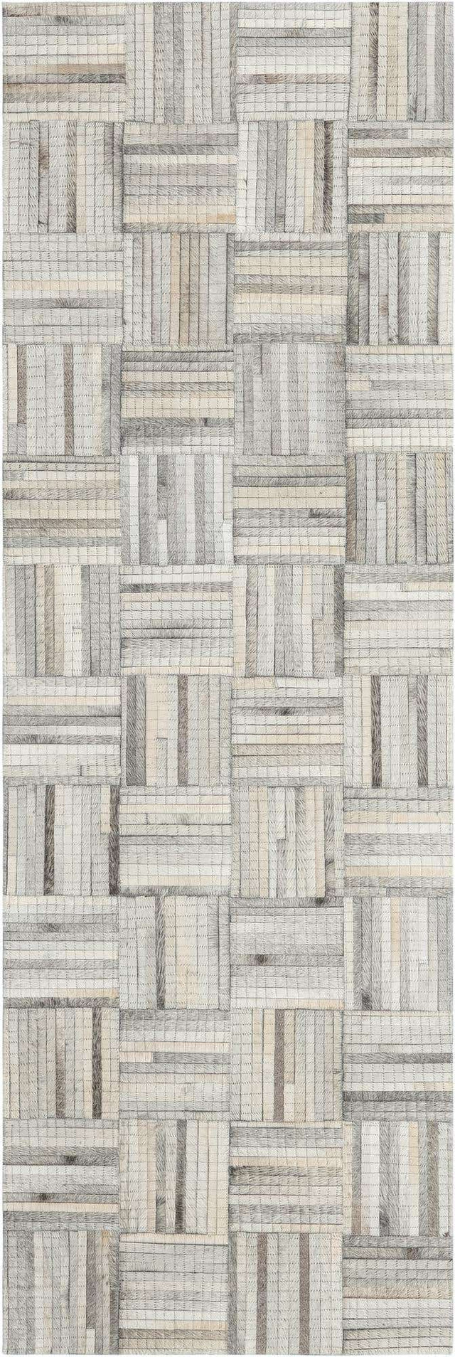 Light Brown Ivory 2' 2 x 6' 1 Cowhide Leather Runner Rug