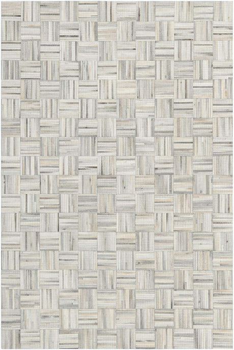 Light Brown Ivory 6' 1 x 9' Cowhide Leather Rectangle Rug