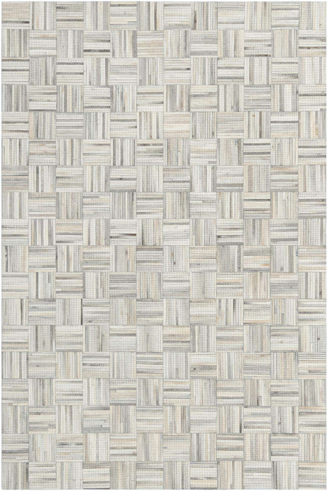Light Brown Ivory 6' 1 x 9' Cowhide Leather Rectangle Rug