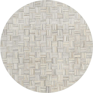 Light Brown Ivory 8' x 8' Cowhide Leather Round Rug