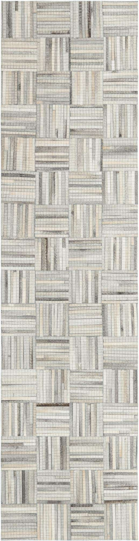 Light Brown Ivory 2' 2 x 8' Cowhide Leather Runner Rug