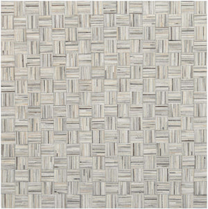 Light Brown Ivory 8' x 8' Cowhide Leather Square Rug
