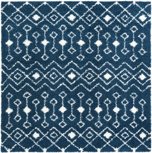 Navy Blue 10' x 10' Moroccan Trellis Shag Square Rug