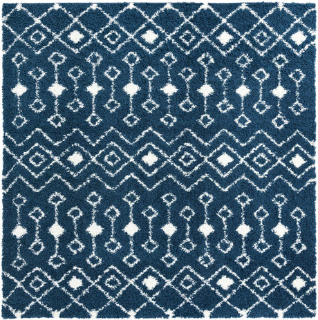Navy Blue 10' x 10' Moroccan Trellis Shag Square Rug