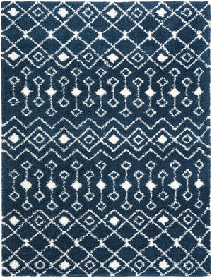 Navy Blue 10' x 13' 1 Moroccan Trellis Shag Rectangle Rug