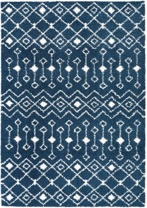 Navy Blue 10' x 14' 1 Moroccan Trellis Shag Rectangle Rug