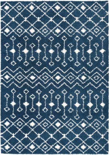 Navy Blue 10' x 14' 1 Moroccan Trellis Shag Rectangle Rug