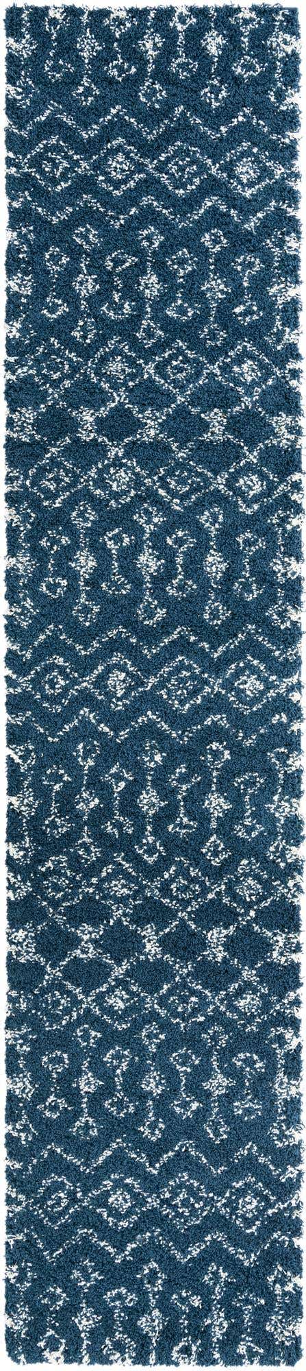 Navy Blue 3' x 12' Moroccan Trellis Shag Runner Rug
