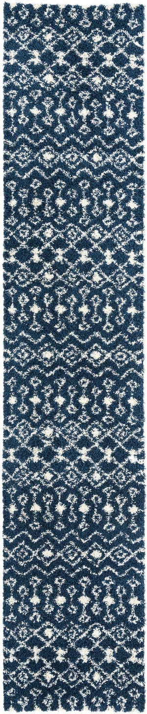 Navy Blue 3' 3 x 16' 5 Moroccan Trellis Shag Runner Rug