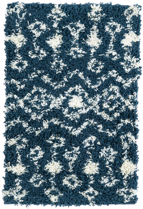 Navy Blue 2' x 3' 1 Moroccan Trellis Shag Rectangle Rug