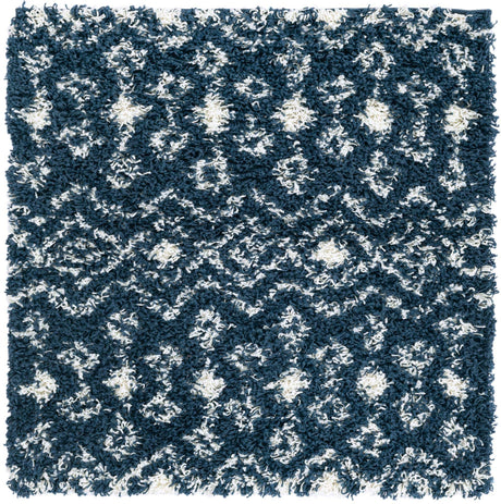 Navy Blue 3' 3 x 3' 3 Moroccan Trellis Shag Square Rug