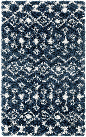 Navy Blue 3' 3 x 5' 3 Moroccan Trellis Shag Rectangle Rug
