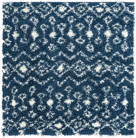 Navy Blue 4' 1 x 4' 1 Moroccan Trellis Shag Square Rug