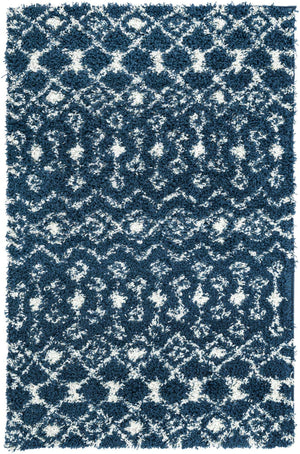 Navy Blue 4' 1 x 6' 1 Moroccan Trellis Shag Rectangle Rug