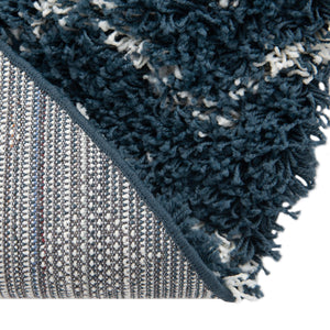 Navy Blue 5' 3 x 5' 3 Moroccan Trellis Shag Round Area Rug Thick Soft Touch Fluffy & Plush Shaggy Pile