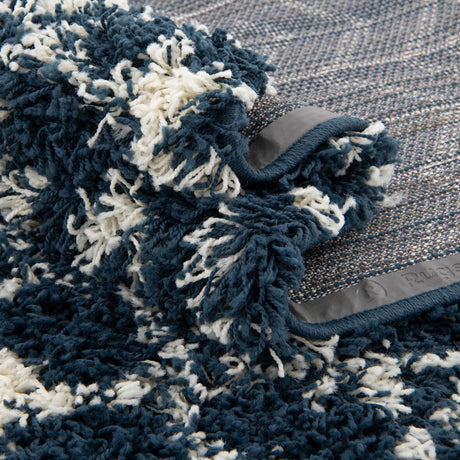 Navy Blue 5' 3 x 5' 3 Moroccan Trellis Shag Round Area Rug Thick Soft Touch Fluffy & Plush Shaggy Pile 100% Polypropylene Geometric Traditional Carpet for Sale at Rug Engine