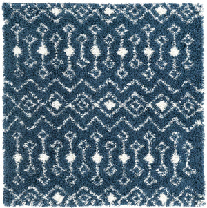 Navy Blue 5' 3 x 5' 3 Moroccan Trellis Shag Square Rug