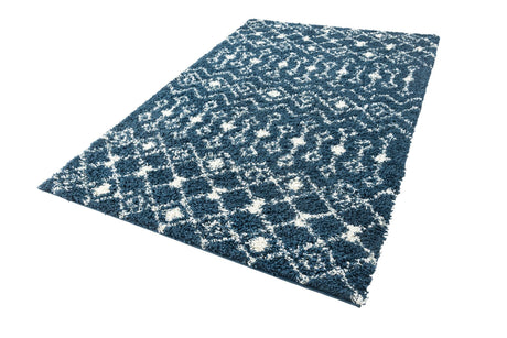 Navy Blue 5' 3 x 8' Moroccan Trellis Shag Rectangle Area Rug Thick Soft Touch Fluffy & Plush Shaggy Pile 100% Polypropylene Geometric Traditional Carpet for Sale at Rug Engine