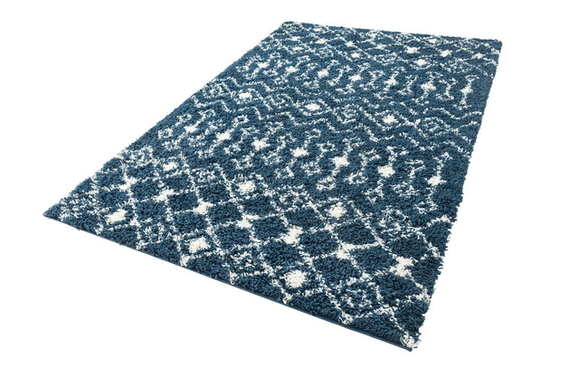 Navy Blue 5' 3 x 8' Moroccan Trellis Shag Rectangle Area Rug Thick Soft Touch Fluffy & Plush Shaggy Pile