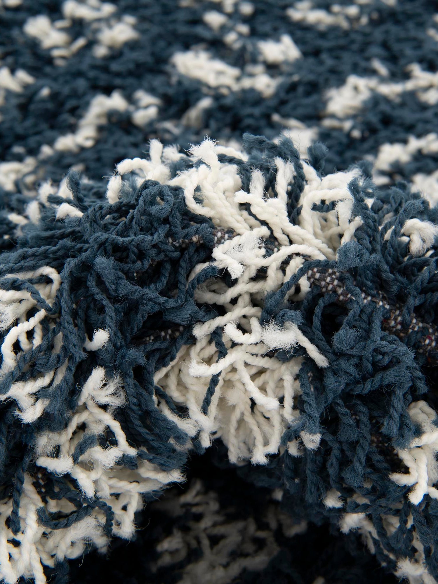 Navy Blue 6' 1 x 9' Moroccan Trellis Shag Rectangle Area Rug Thick Soft Touch Fluffy & Plush Shaggy Pile 100% Polypropylene Geometric Traditional Carpet for Sale at Rug Engine