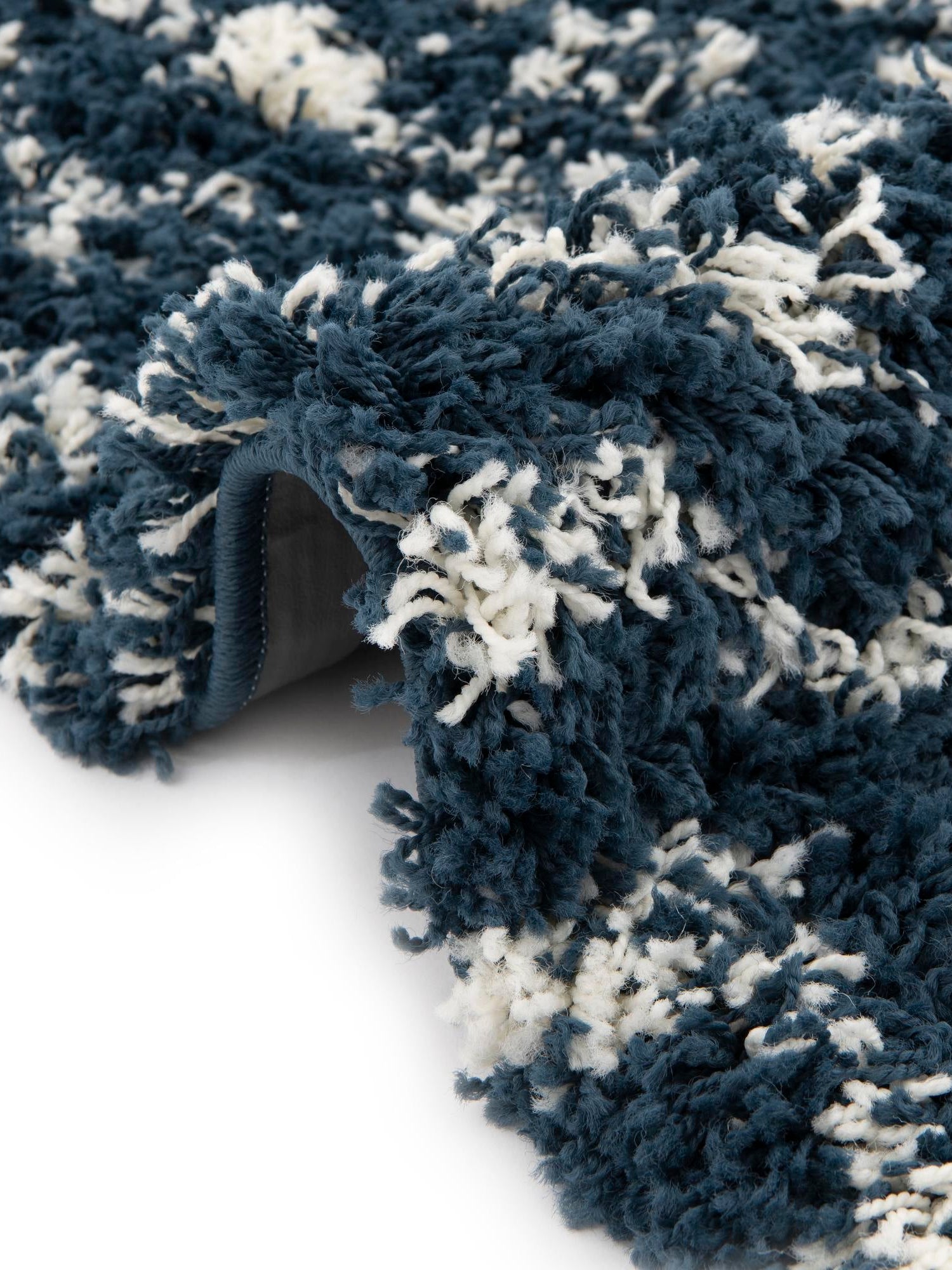 Navy Blue 6' 1 x 9' Moroccan Trellis Shag Rectangle Area Rug Thick Soft Touch Fluffy & Plush Shaggy Pile 100% Polypropylene Geometric Traditional Carpet for Sale at Rug Engine