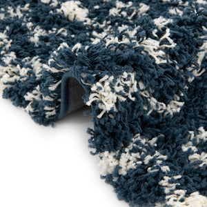 Navy Blue 6' 1 x 9' Moroccan Trellis Shag Rectangle Rug