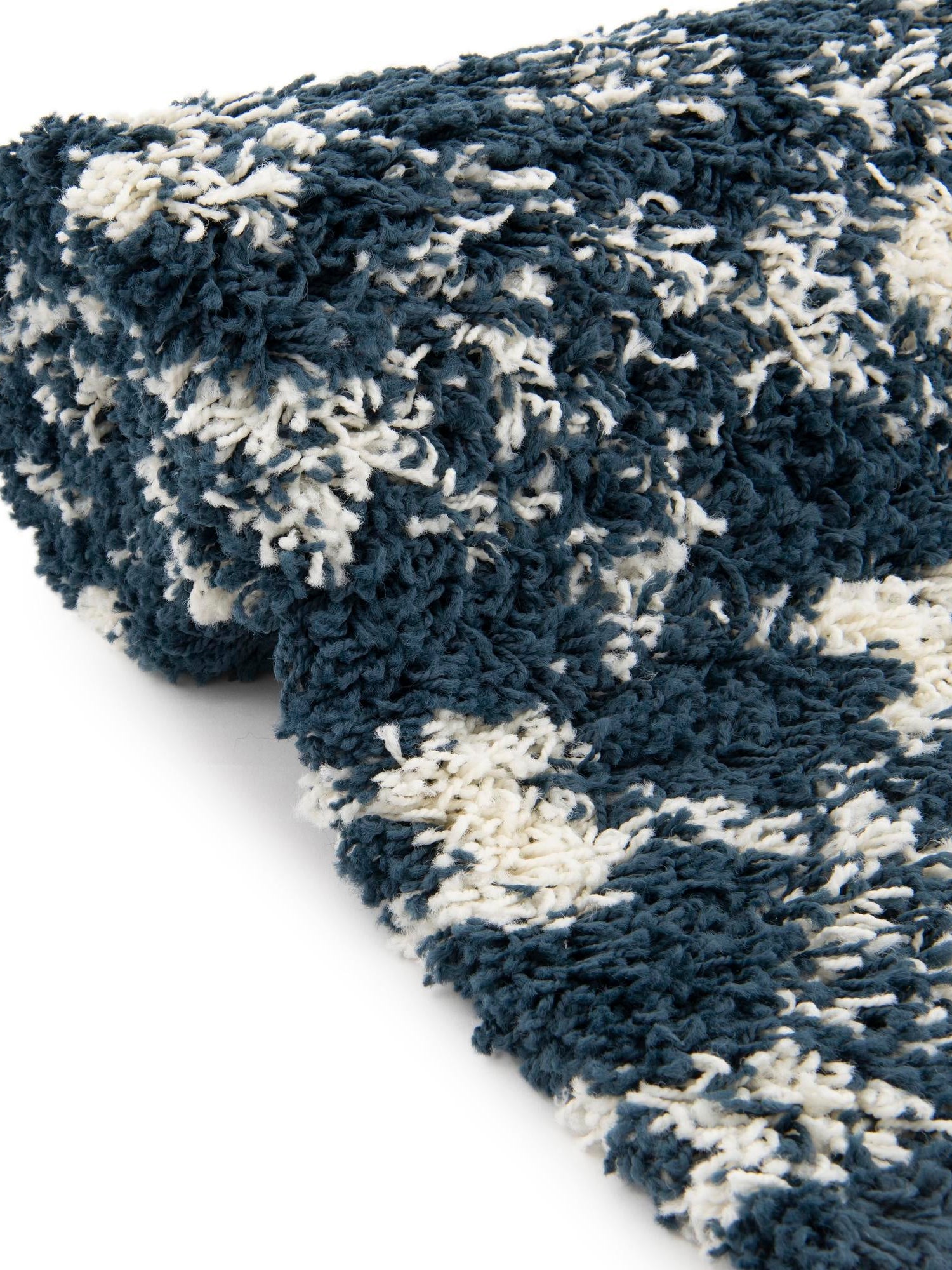 Navy Blue 6' 1 x 9' Moroccan Trellis Shag Rectangle Area Rug Thick Soft Touch Fluffy & Plush Shaggy Pile 100% Polypropylene Geometric Traditional Carpet for Sale at Rug Engine