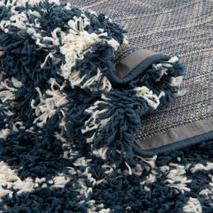 Navy Blue 5' 3 x 8' Moroccan Trellis Shag Rectangle Area Rug Thick Soft Touch Fluffy & Plush Shaggy Pile