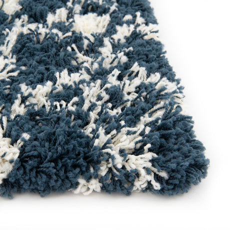 Navy Blue 2' x 7' 1 Moroccan Trellis Shag Runner Area Rug Thick Soft Touch Fluffy & Plush Shaggy Pile 100% Polypropylene Geometric Traditional Carpet for Sale at Rug Engine