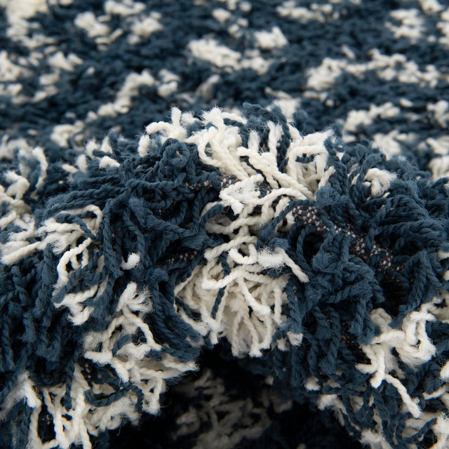 Navy Blue 3' x 12' Moroccan Trellis Shag Runner Rug