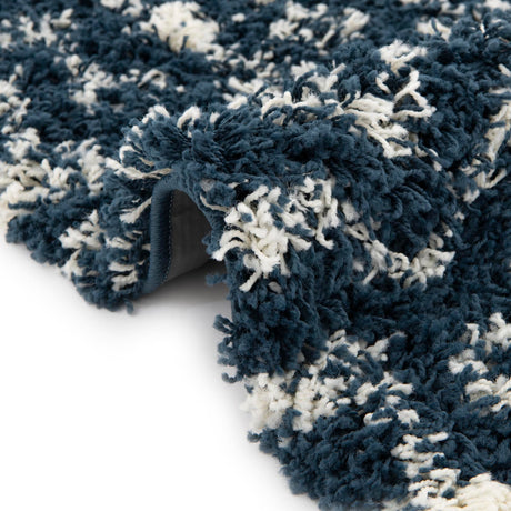 Navy Blue 2' 7 x 12' Moroccan Trellis Shag Runner Area Rug Thick Soft Touch Fluffy & Plush Shaggy Pile 100% Polypropylene Geometric Traditional Carpet for Sale at Rug Engine