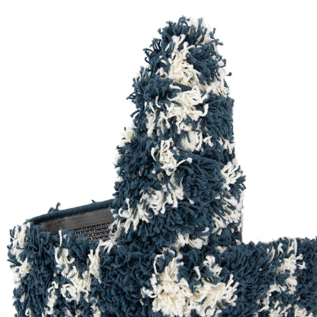 Navy Blue 4' 1 x 4' 1 Moroccan Trellis Shag Square Area Rug Thick Soft Touch Fluffy & Plush Shaggy Pile