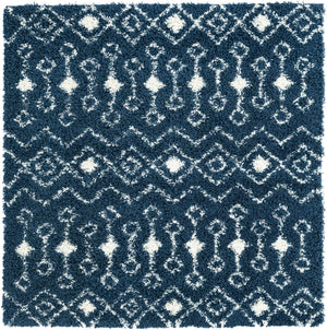 Navy Blue 6' 1 x 6' 1 Moroccan Trellis Shag Square Rug